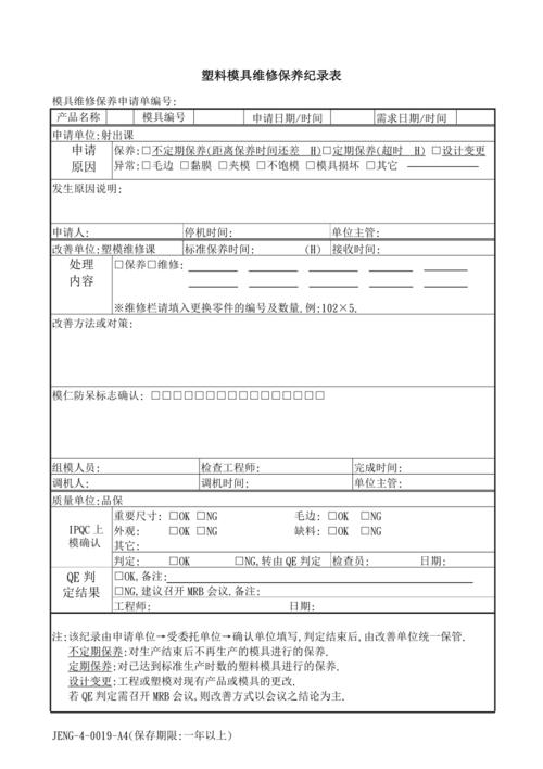 模具维修记录报告模板的方法与展望